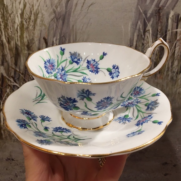 Vintage Princess Anne Cornflowers Tea Cup & Saucer